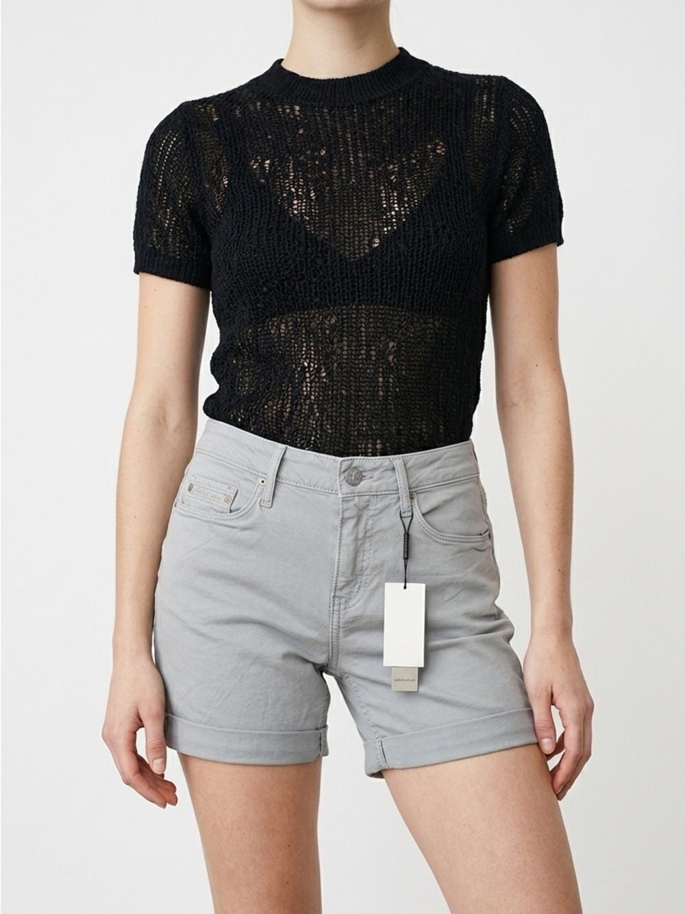 Calvin Klein Jeans Shorts Womens 2 Gray Stretch City Short Casual 26” Waist Cuff